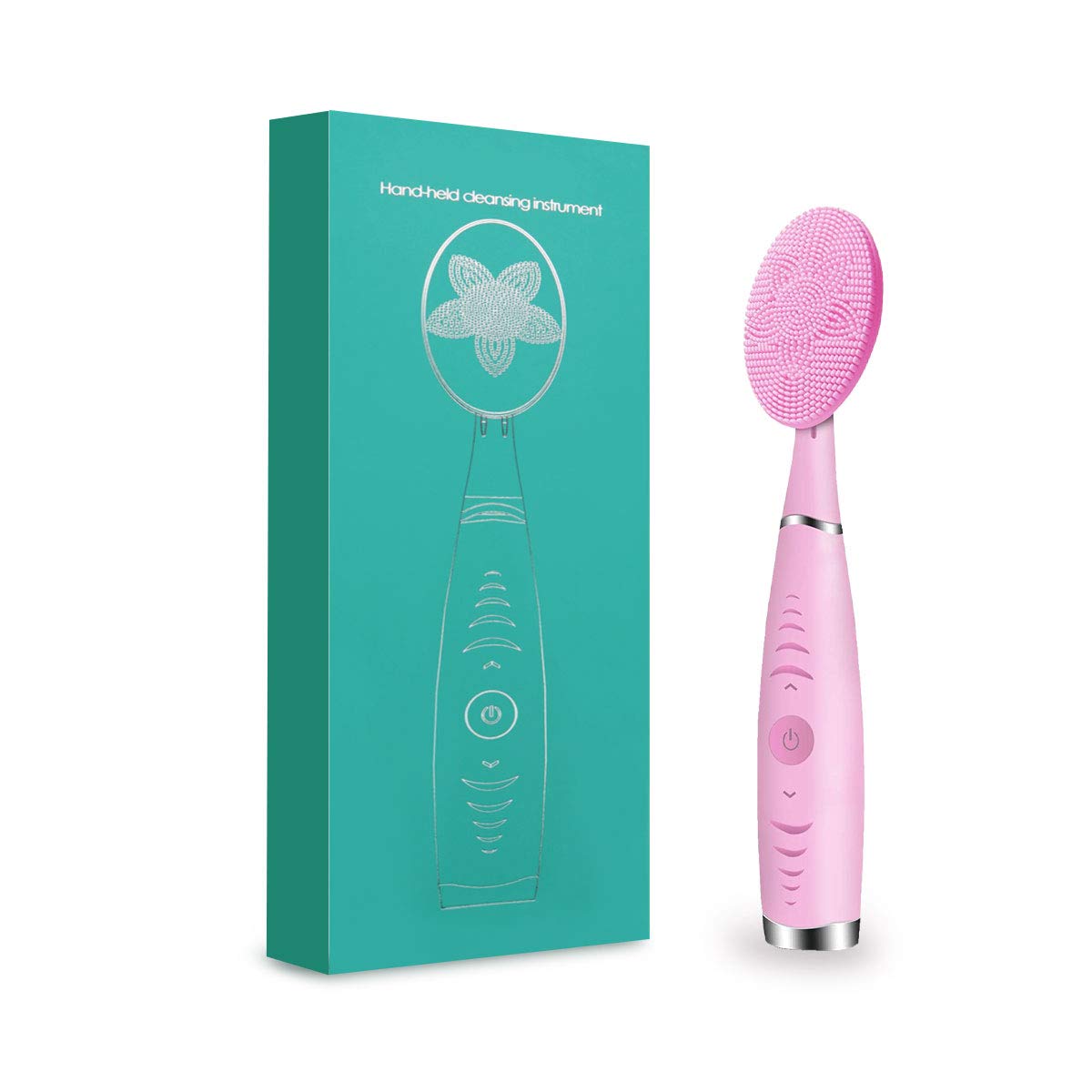 Silicone Electric Facial Cleaning Brush Handheld Vibrating Beauty Pore Deep Cleanser Exfoliator with Skin Rejuvenation Feature Usb Recharge розовый