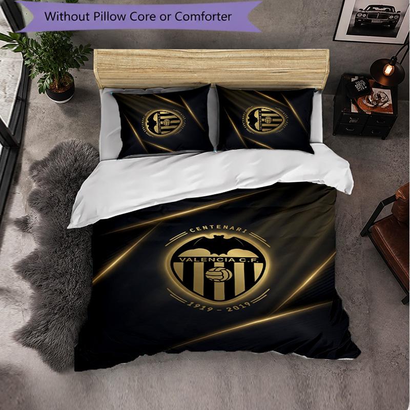 Valencia FC Themed Bedding 3Pcs Duvet Cover Set Decorative Bed Linen For Teen Room Home Decoration