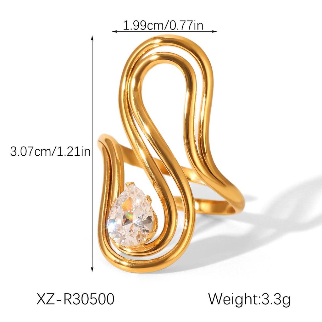 High-End Zircon Stainless Steel Ring Set for Women - Durable & Stylish Titanium Design