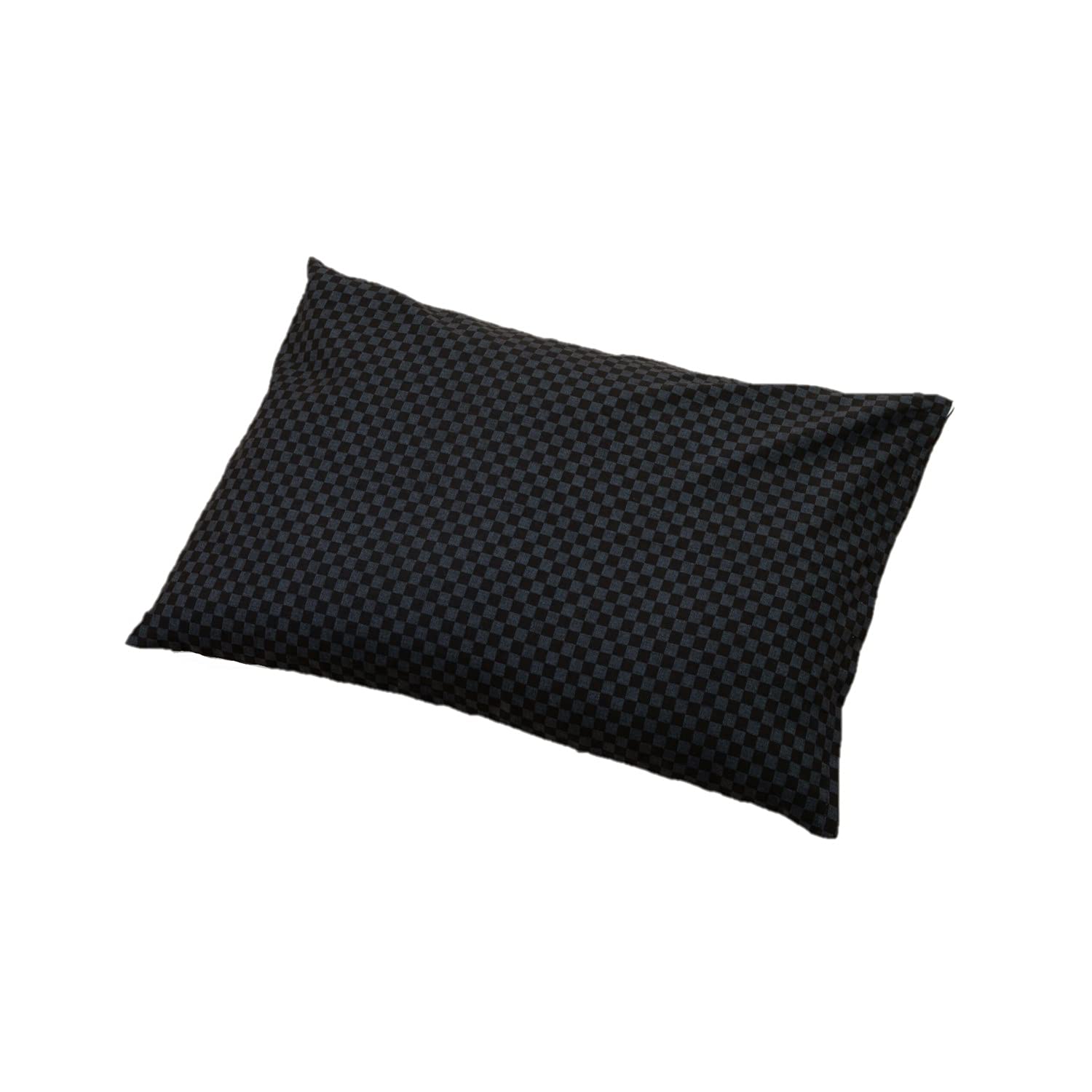 

Buckwheat husk pillow with checkered pattern and pillowcase, 43 x 63cm, black, made in Japan
