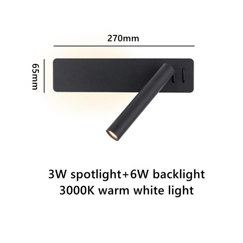Modern Black White LED Wall Lamp Rotating Bedroom Bedside Light Study Room Reading Night Lighting Indoor Decor With 3W Spotlight