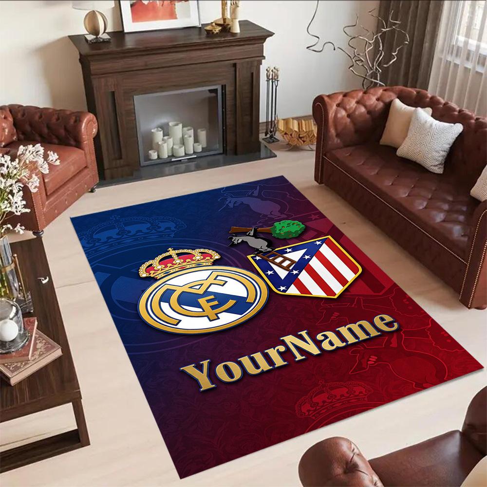 Atletico Madrid Customize Your Name Floor Rug Office Rug Perfect for Kitchen Foyer Living Rooms Study Room Antislip Carpet Anime Office Decor
