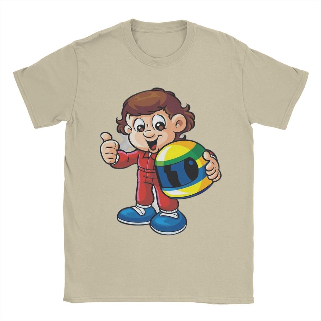 Cute Senninha Ayrton Senna Tee Shirt for Men Women Graphic Printed T Shirts Cartoon 100% Cotton Clothing