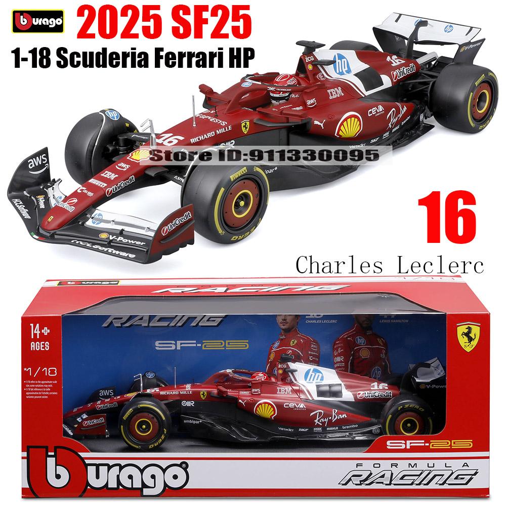 

Bburago 1:18 2025 F1 Ferrari SF25 #16 Charles Leclerc #44 Lewis Hamilton Car Model Toy Die Cast Vehicles Collectible Model Car