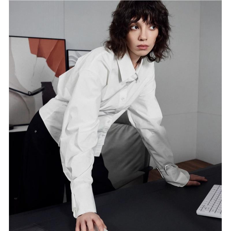 French-style foreign-style shirt, top, versatile and thin, casual and irregular design, long-sleeved shirt, small shirt, loose new.