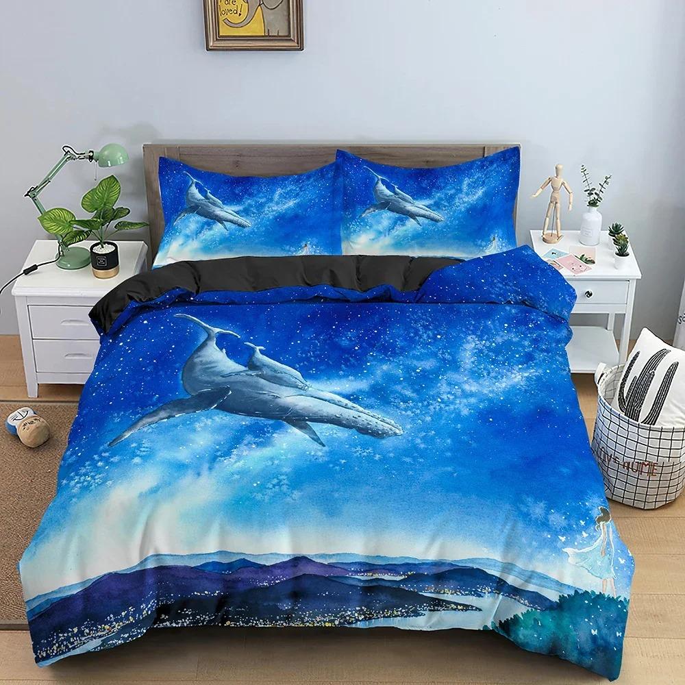Marine Animal Duvet Cover Set Comforter Cover Shark Pattern Bedding Set With Pillowcases Twin Full Queen King Size Bed Set