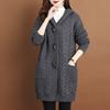 Damen Strickjacke mit langen Ärmeln, Kapuze, elegant, lässig, Pullover-Mantel, einfarbig, verdrehte Textur, Tasche, Winter-Oberbekleidung