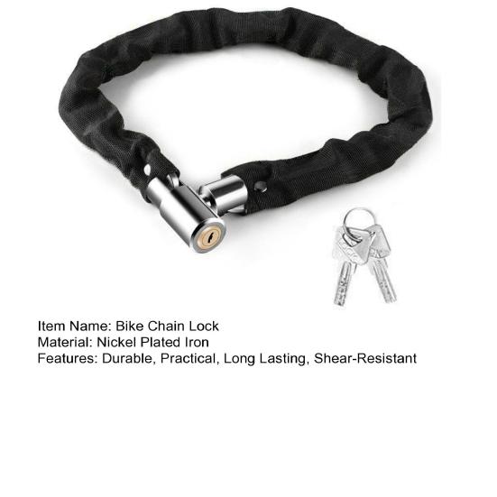 Robuuste antidiefstalfietskettingslot, schaarbestendig, vernikkeld, roestvrij fiets-scooter, waterdicht slot met 2 sleutels