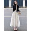 Spring and Summer with a Complete Set of Fashionable New Slim-fitting and Thin Black Cardigan Super Fairy Princess Style Dress Women