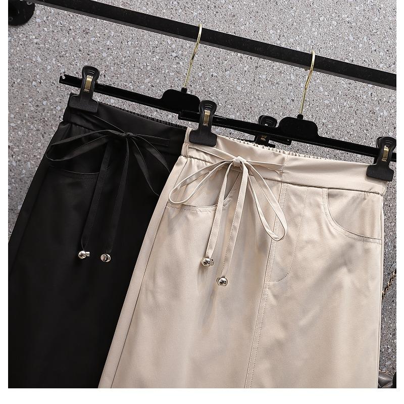 DIMANAF 2025 Summer Women Plus Size Skirts Vintage Elastic Solid A-Line Elegant Skirts New High Waist
