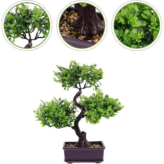 Artificial Bonsai Simulation Green Plants for Home Decoration Faux Potted Plants for Office and Garden No Maintenance Required