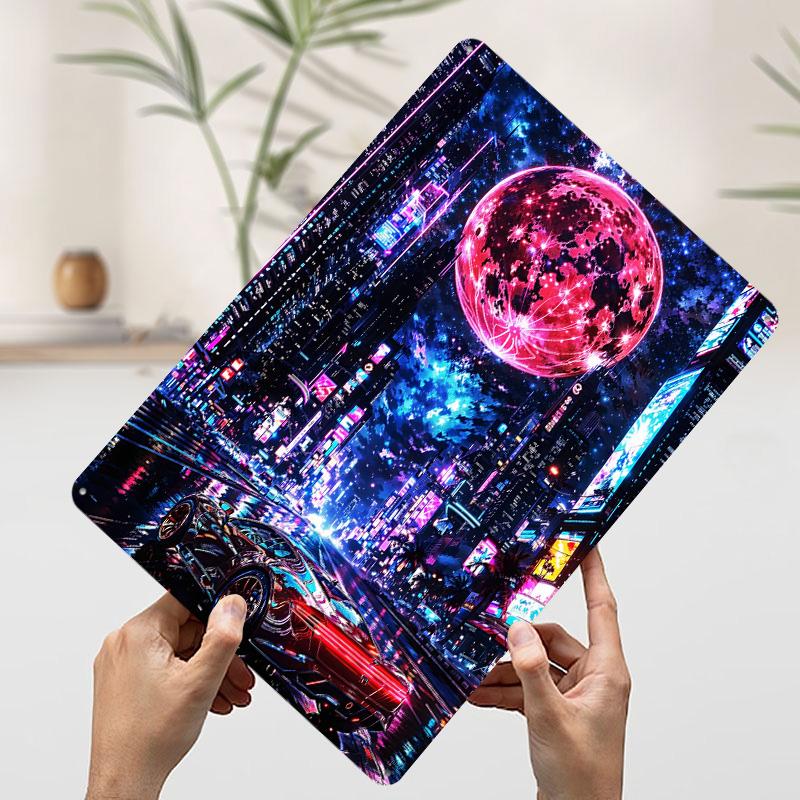 Neon Midnight Run Cyberpunk Cityscape Car Printed Poster Customized Wall Art Retro Vintage Metal Tin Signs for Room Desk Decor 20x30cm(7.8x11.8inch)