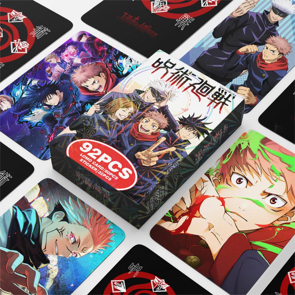 Jujutsu Kaisen 92PCS Lomo Card Set Anime Photo Cards with 32 Stickers for Scrapbook Journal Album Desk Decor Gifts Toys