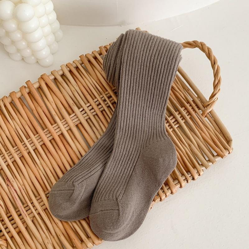Girls' Pantyhose Children's Leggings Solid Color Vertical Striped Kids Pantyhose