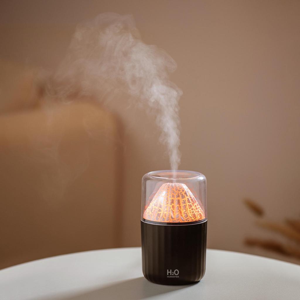 Creative Volcano Humidifier: Seven-Color Aromatherapy Diffuser for Home & Bedroom, Perfect Desktop Gift with Ambient Light