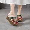 Fashion GKTINOO 2025 Wedge Slides Shoes Women Cover Toes High Heels Flower Sandals Summer Female Genuine Leather Platform Slippers