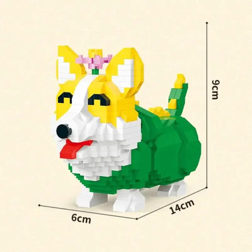 Small Blocks Diy Construction Plaything Husky Shiba Inu Bully Animal Dog Corgi Micro Blocks Kids Gifts Girls Birthday Present Pet Shop Moyu