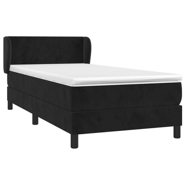 3127351 vidaXL Divan Bed with Mattress Black 90x200 Cm Velvet