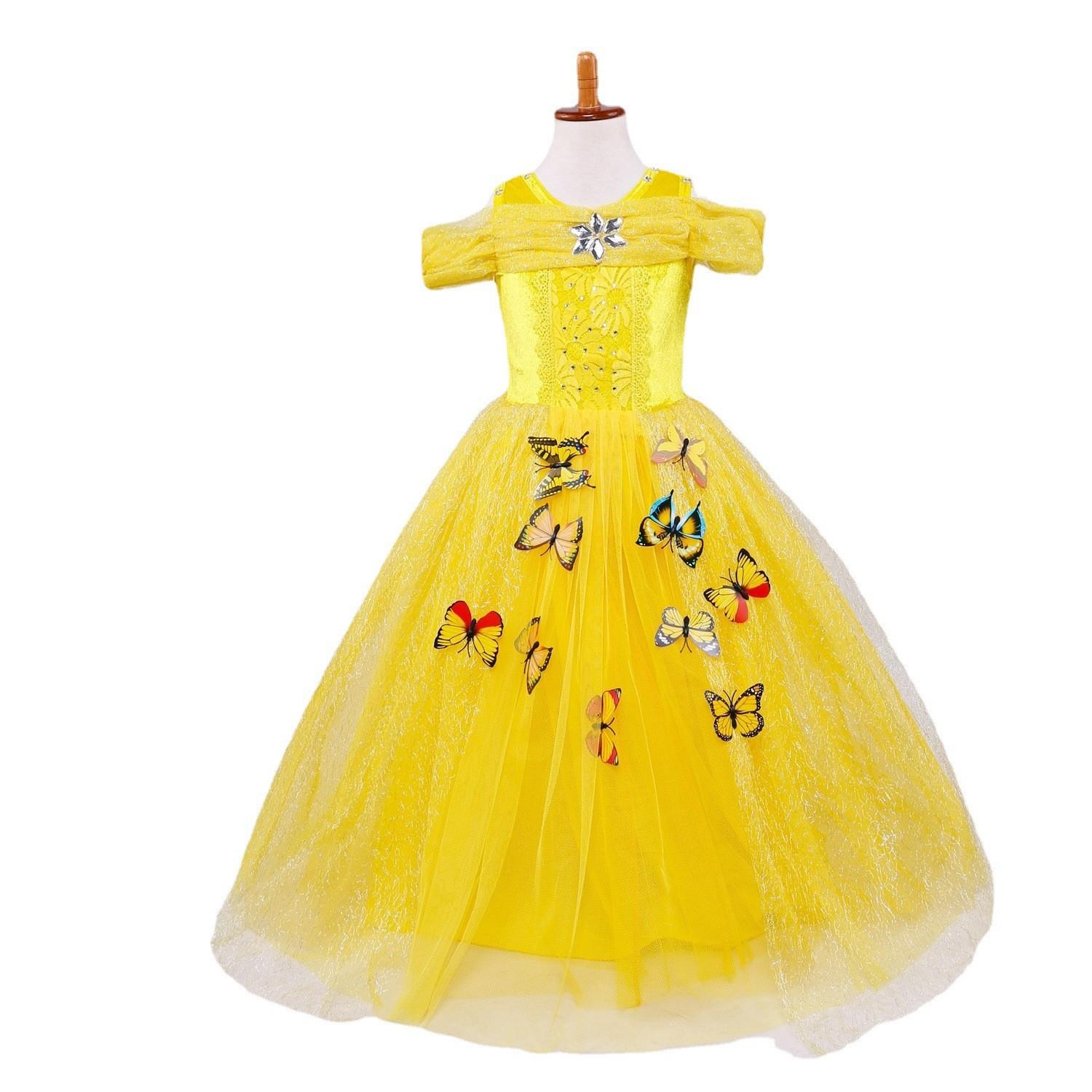 

Вечернее нарядное платье для девочек, костюм принцессы 120 cm жёлтый