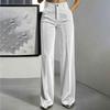 Women's Velvet Straight Leg Casual Pants with Button Closure