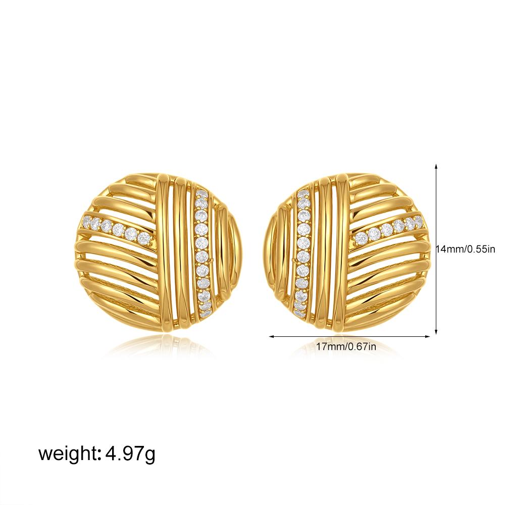 

Trendy Hollow Striped Dome Hemispheres Stud Earrings Inlaid Cubic Zirconia 18K Gold Plated Ear Buckle 2025 New Zircon Bijoux