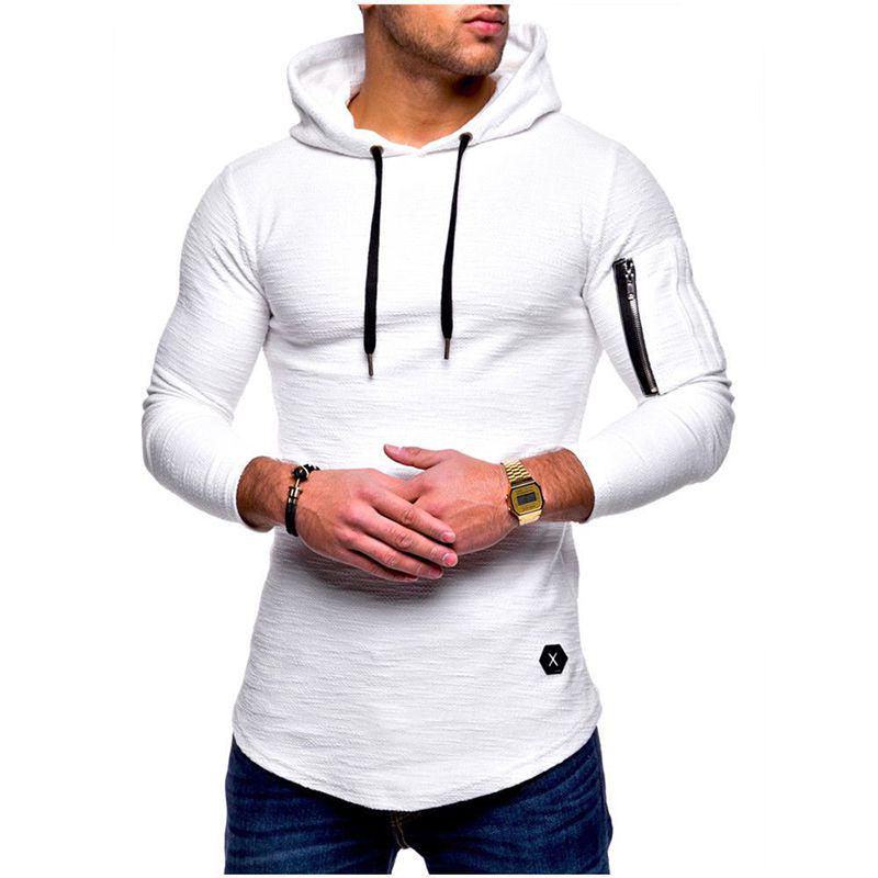 Slim Gym Mens Fit Hoodie Long Sleeve Muscle Tee Tshirt Tops Sweatshirt Blouse