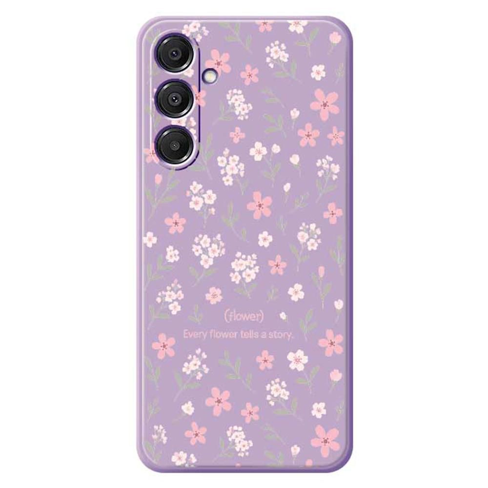 

For Samsung Galaxy A16 5G/4G Case Small Flower Pattern Printing Straight Edge TPU Phone Back Cover Purple