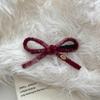 Korean Red Houndstooth Retro Hair Clip: Elegant Half-Up Claw for Women