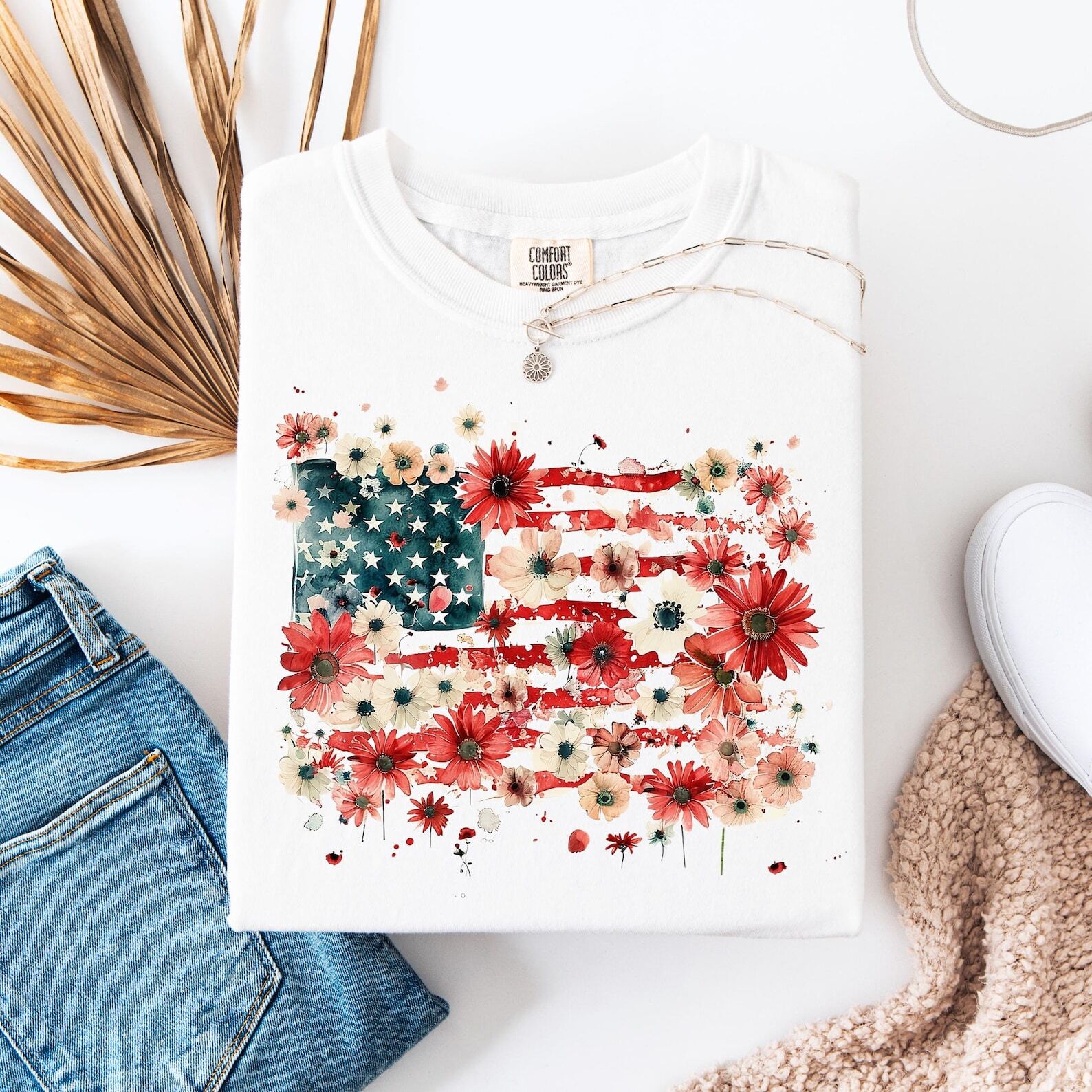 Floral American Flag Shirt 4th of July Shirt Independence Day Shirt USA Flag XXXXL