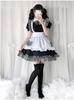 JUNDOMECY Cute Checkered Maid Plus Size Maid Short Black and Photo School Party Costume, High-Quality Set, Small, Cosplay, Sleeves, Ruffles, White,