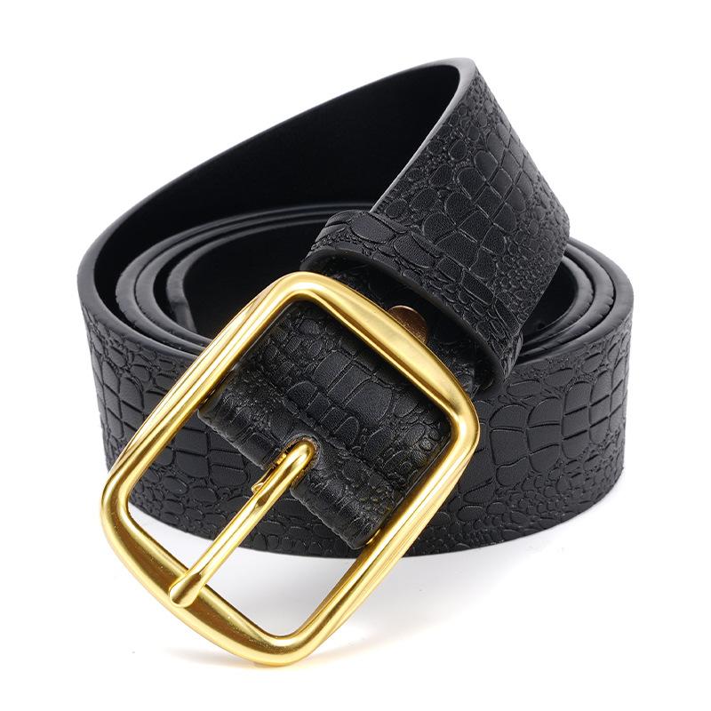 Men's Genuine Leather Belt 3.8 Wide-needle Buckle Belt