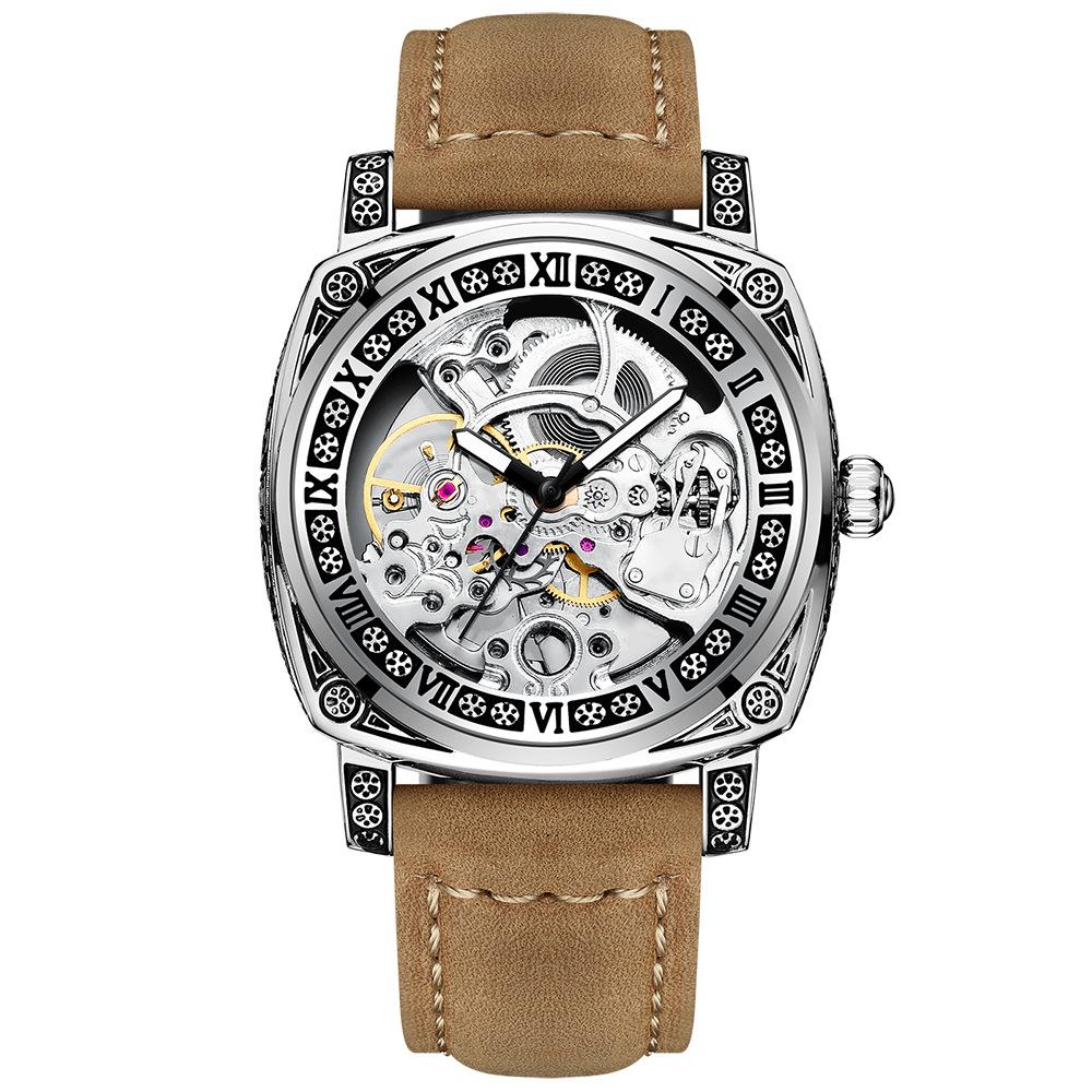 New Spot Men's Mechanical Watch Luminous Waterproof Multi-functional Engraved Mechanical Watch Supply