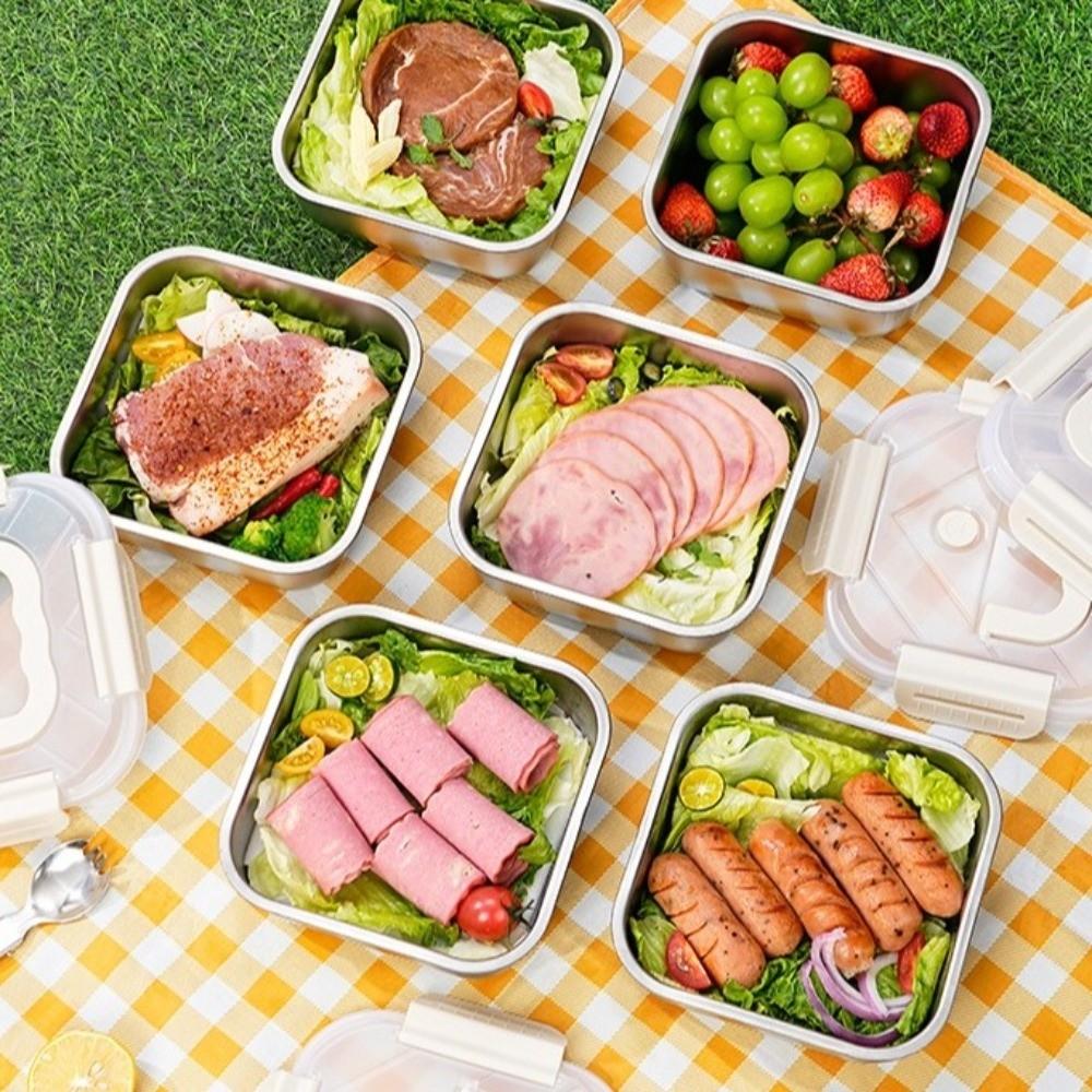 Stainless Steel Food Preservation Box Leakproof Lunch Box Food Storage Box  Camping Picnic