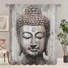 Retro Buddha Kopf/Bedruckte Vorhänge-Polyester-geeignet für Schlafzimmer, Wohnzimmer, Arbeitszimmer private Vorhänge, Verdunkelungsvorhänge