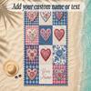 Hearts Theme Soft Beach Towel Personalized Custom Name Text Towel Portable for Beach Pool Travel