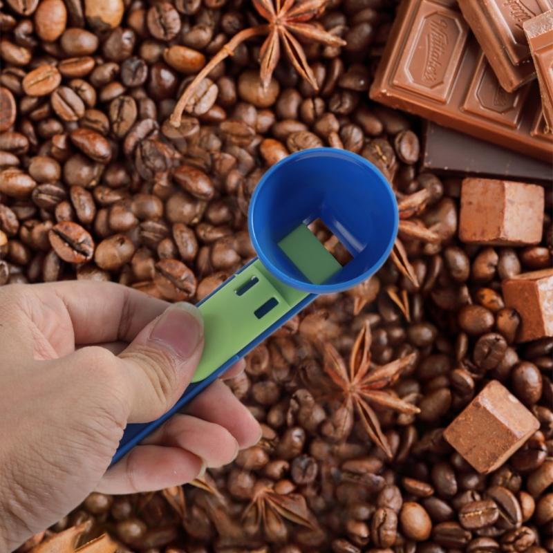 Plastic Measuring Spoon Funnel for Protein Powder Cooking Ingredient Sliding Scooper with Long Handle Kitchen Tool