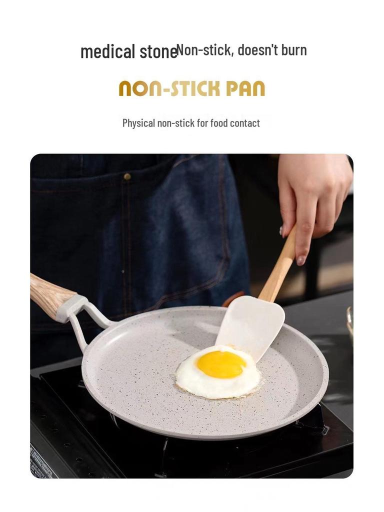 Induction-Compatible Non-Stick Crepe and Frying Pan with Maifan Stone Surface