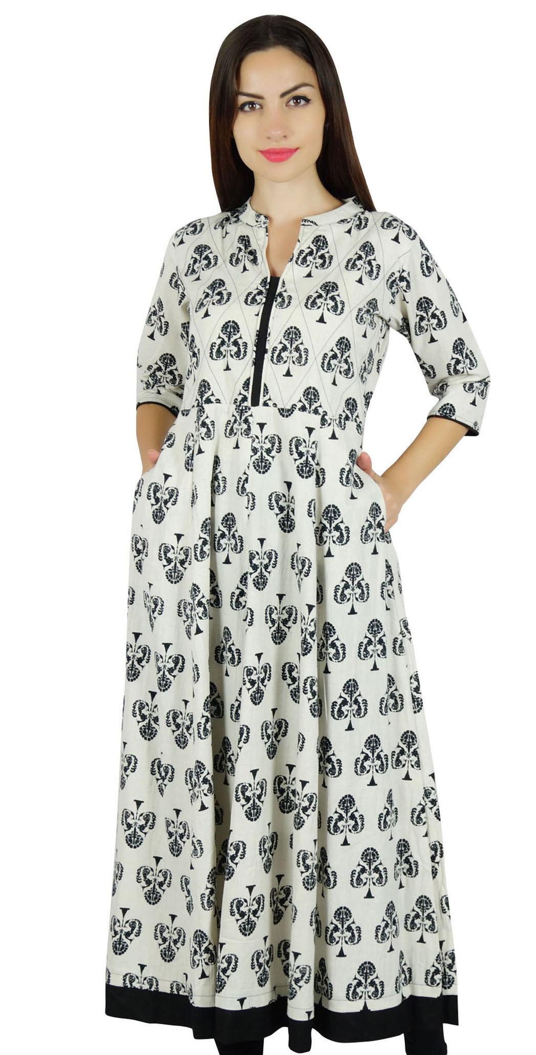 

Bimba Women A-Line Anarkali Kurti Длинная дизайнерская блузка с карманами 10 белый