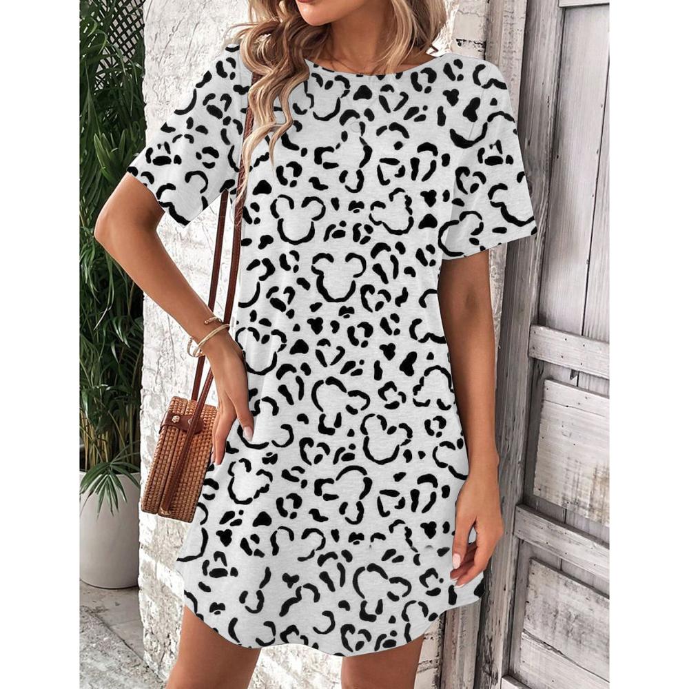 Vestito da Donna Scollo O Manica Corta Sexy Stampa Disney Topolino