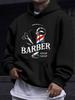 American/European Style Unisex Autumn/Winter Printed Hoodie Long-Sleeve Sweatshirt, BARBER Printed Hooded Sweatshirt, Vintage Barber Workwear Style  S