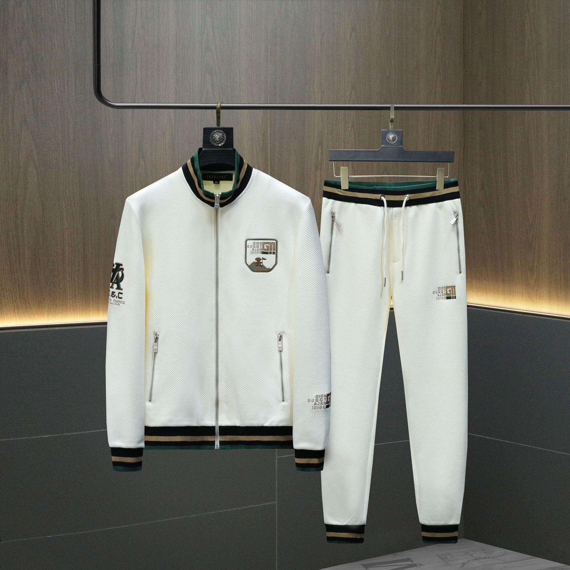 Мужской модный европейский высококачественный осенний двухкомпонентный повседневный спортивный костюм: Модная куртка-свитер 3XL