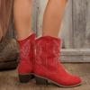 New Western Cowboy Boots - Knight Boots - Women's Mid-Calf Embroidered Retro Pointed-Toe Thick Heel Mid-Calf