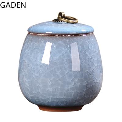 Teedose aus Keramik im chinesischen Stil mit Deckel, Aufbewahrungsbox mit Kupferschnalle, Retro-Vorratsdose, Dekoration für den Wohnbereich, Couchtisch
