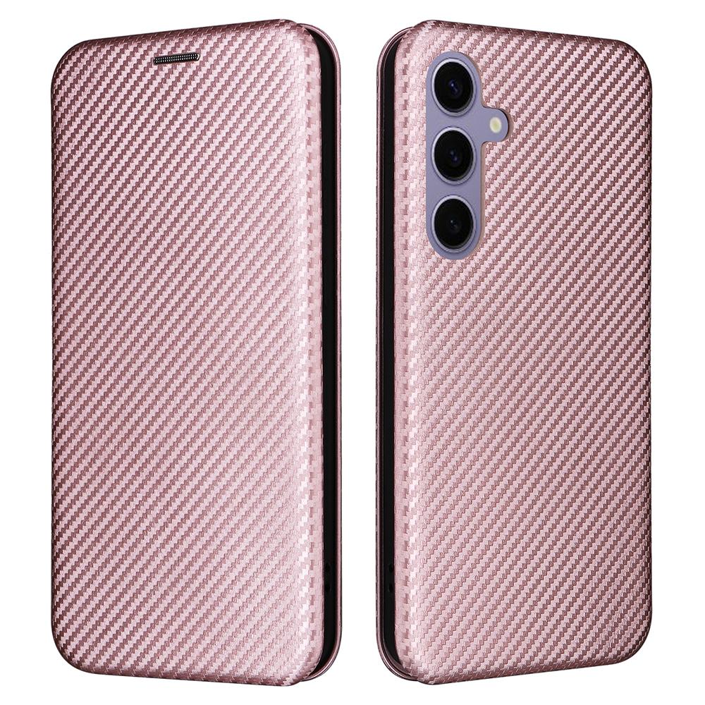 For Samsung Galaxy S25+ Case Carbon Fiber Texture Drop-Proof PU Leather Phone Cover