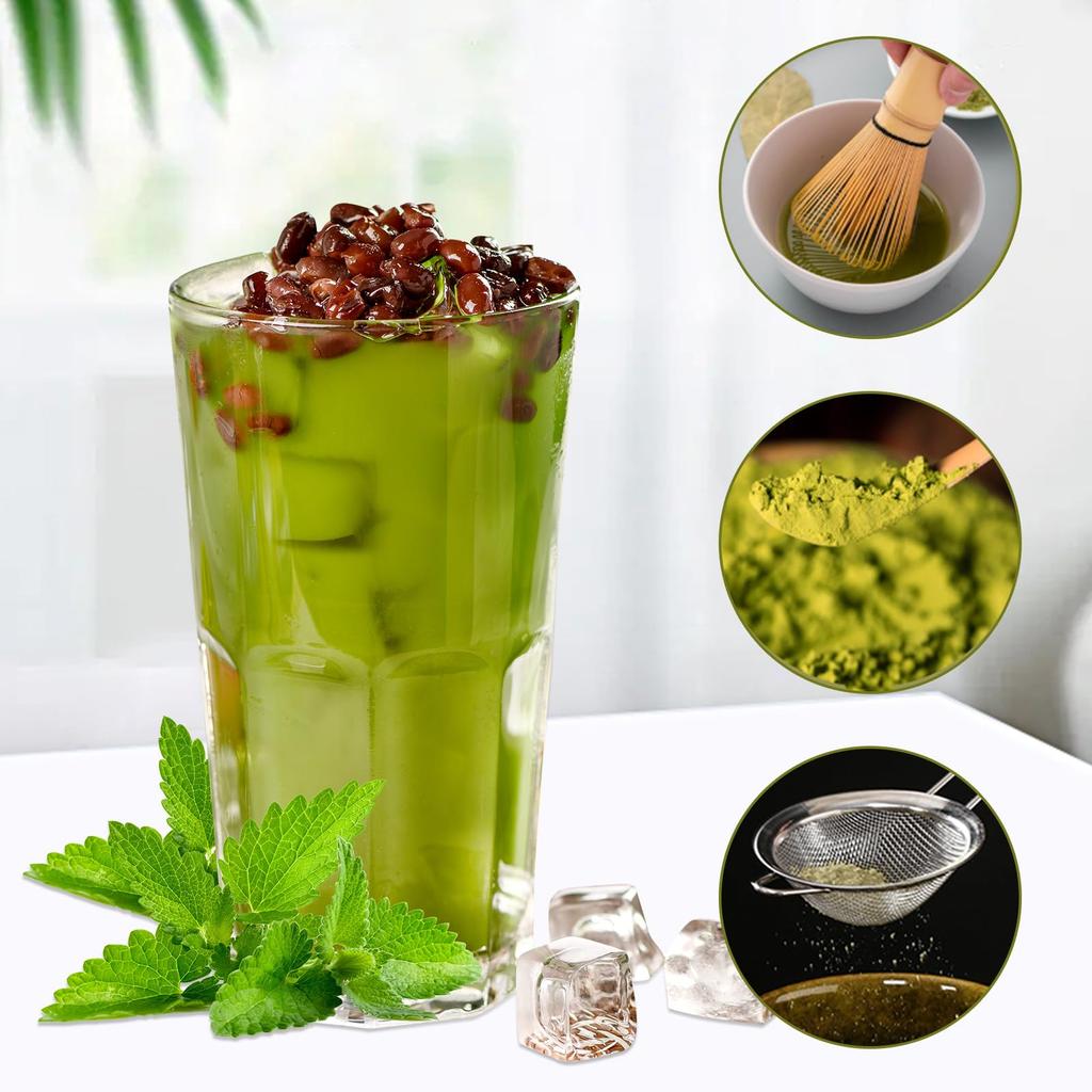 DWCQRTM Japanese Matcha Tea Ceremony Matcha Tea Chasen Chasen Tea and Matcha Sieve Set, 6-Piece Utensils, Bowl, Scoop, Holder, Straightener, Spoon,