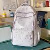 Schoolbag fog beige breathable mesh transparent window DIY backpack for primary and secondary school students sweet wind campus eye-catching schoolbag