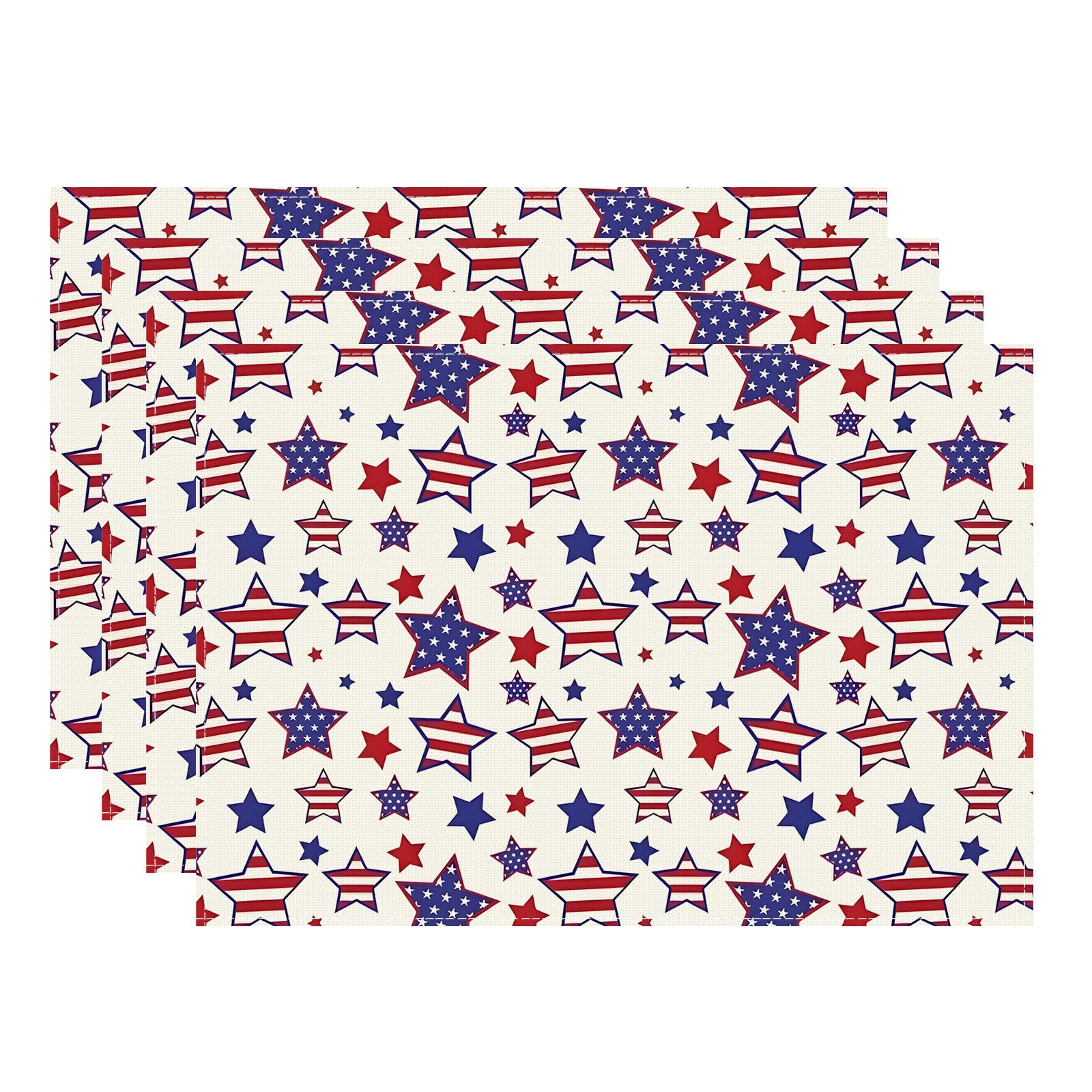 

America Stars Patriotic 4th of July Memorial Day Independence Day Placemats Set of 4 Table Mats Decorations 12x18 Inch Placemats Set of 4 （12x18 Inch）