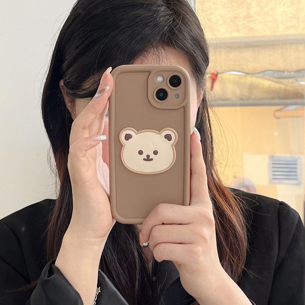 Applicable To Apple 15 Smile Bear Mobile Phone Case iPhone17 New Simple Skin Feeling 14promax Creative Cartoon