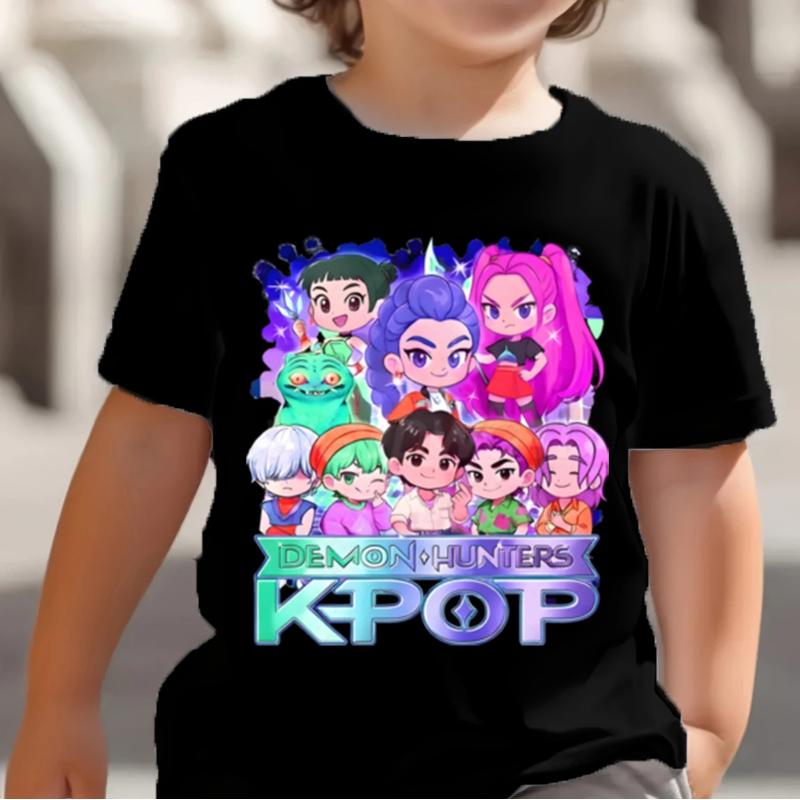 KPop Demon Hunters Saja Boys Kids T-shirts Baby Girl Boy Cartoon Short Sleeve Tops Anime Fans T-shirt Children's Clothing