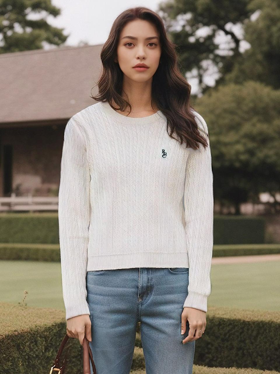 Royal Club Holiday Kingsley Cable Knit Cream Ivory Creamy Ivory/M